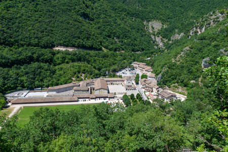 Rocca Porena landscape seen from the rock sanctuaryの写真素材