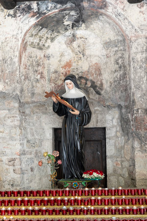 statue of saint Rita in the sanctuary in rocca porenaのeditorial素材