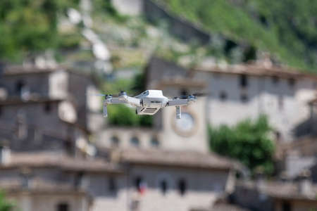 drone in flight with country background scheggino