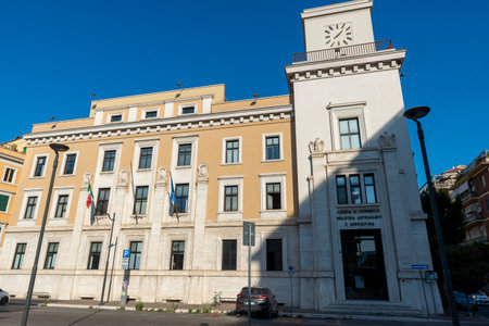 terni,italy july 10 2020:Chamber of Commerce of Terni in Piazza dell Orologioのeditorial素材
