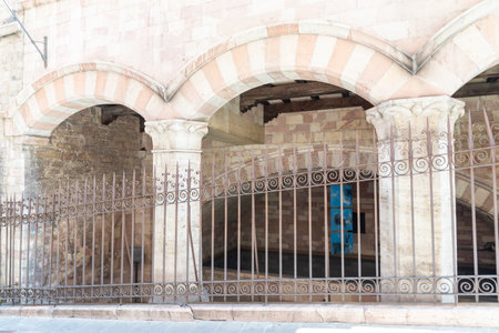 assisi,italy july 11 2020 :architecture of streets and buildings in the historic center of assisiのeditorial素材