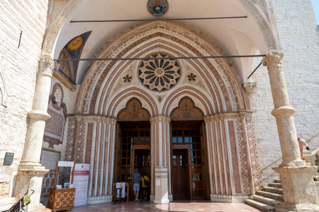 assisi,italy july 11 2020 :basilica of san francesco of assisiのeditorial素材