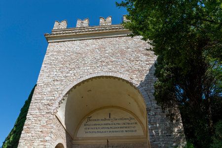 assisi,italy july 11 2020 :new entrance door to the town of assisiのeditorial素材