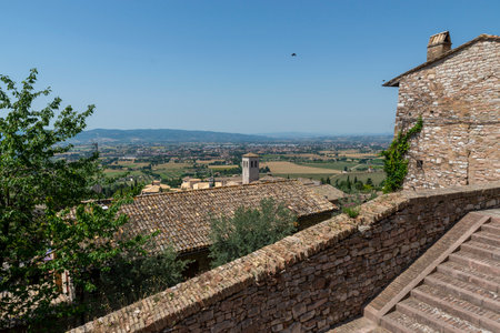 assisi,italy july 11 2020 :landscape seen from the town of assisiのeditorial素材