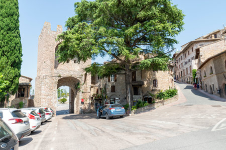 assisi,italy july 11 2020 :one of the many in the town of assisi brings saint peterのeditorial素材