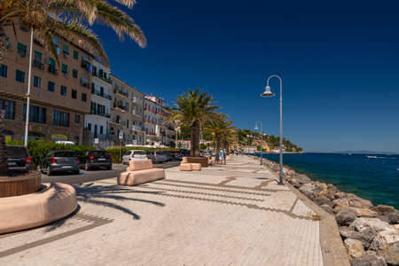 pedestrian and bicycle dock in porto santo stefanoの写真素材