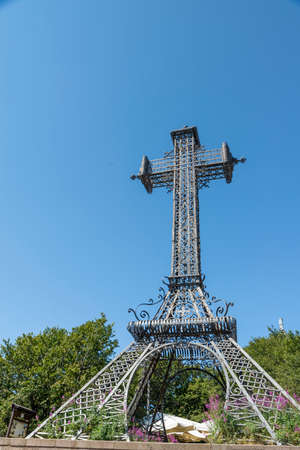 summit of mount amiata where there is a metal crossの写真素材