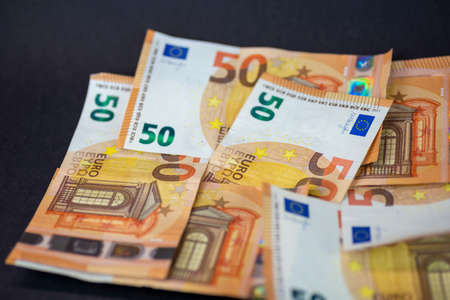 Detail of 50 euro banknotesの写真素材