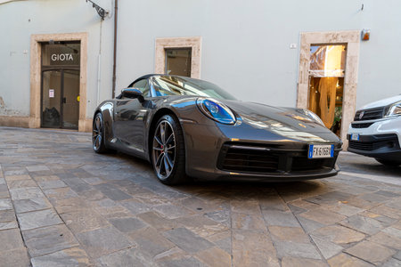 Porsche luxury sports car parkedのeditorial素材