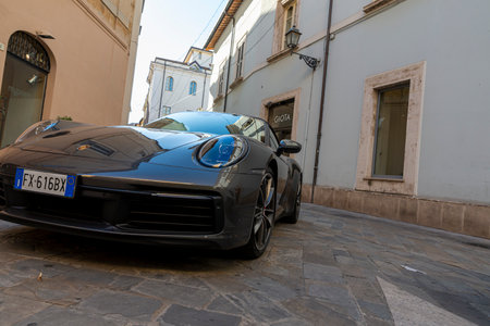 Porsche luxury sports car parkedのeditorial素材