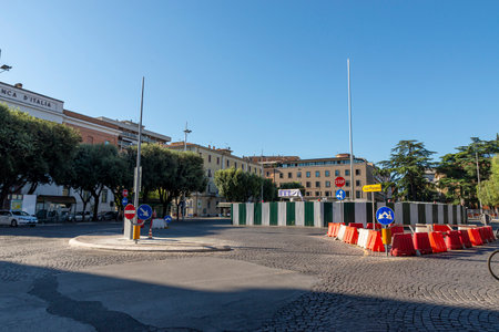 Cornelio Tacito square in the center of Terni under renovationのeditorial素材