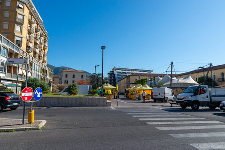square of Eugenio Ottaviani in the center of Terniのeditorial素材