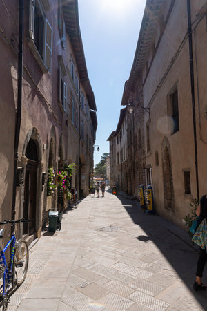 street camillo benso count of cavour in the center of Gubbioのeditorial素材