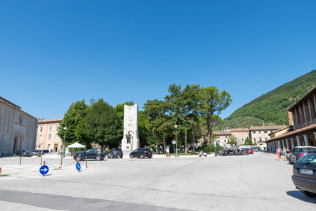 municipal gardens in the square of the Forty Martyrs of Gubbioのeditorial素材