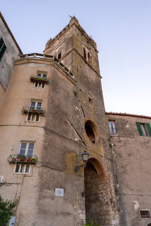 bell tower of the collegiate church of San NIcolo of Collescipoliのeditorial素材