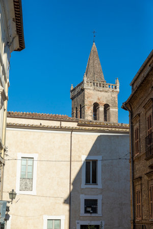 bell tower of the collegiate church of San NIcolo of Collescipoliのeditorial素材