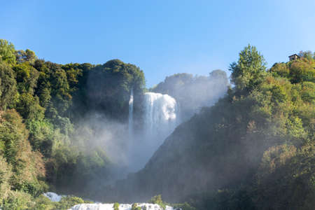 stroncone, italy september 11 2020: architecture of alleys and buildings in the country of stronconeの写真素材