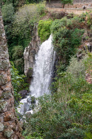 the waterfall of nepi surrounded by greenery in provoncia di romeの写真素材