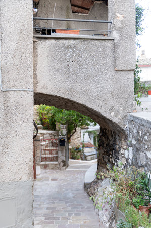 miranda, italy october 01 2020: architecture of alleys, squares and buildings in the town of Mirandaのeditorial素材