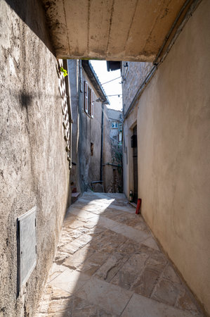 miranda, italy october 01 2020: architecture of alleys, squares and buildings in the town of Mirandaのeditorial素材