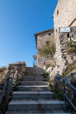 miranda, italy october 01 2020: architecture of alleys, squares and buildings in the town of Mirandaのeditorial素材