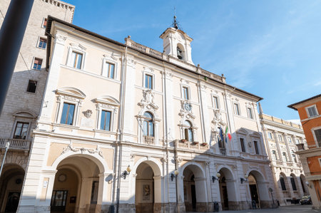 rieti, italy october 02 2020: court of the city of rieti outside the historic centerのeditorial素材