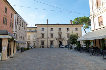 rieti, italy october 02 2020: court of the city of rieti outside the historic centerのeditorial素材