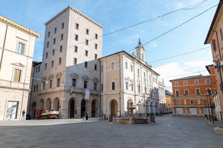 rieti, italy october 02 2020: court of the city of rieti outside the historic centerのeditorial素材