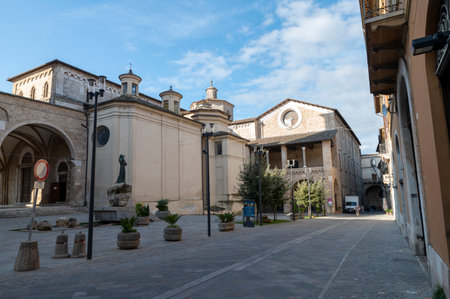 rieti, italy october 02 2020: court of the city of rieti outside the historic centerのeditorial素材