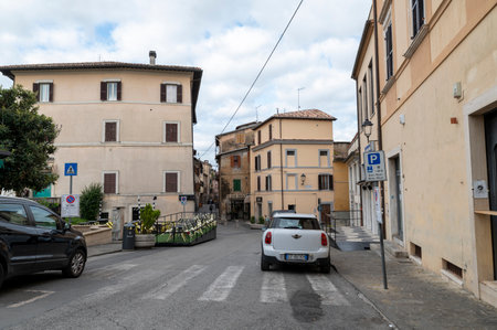 rieti, italy october 02 2020: court of the city of rieti outside the historic centerのeditorial素材