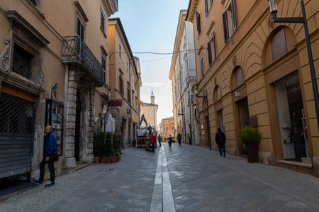 rieti, italy october 02 2020: court of the city of rieti outside the historic centerのeditorial素材