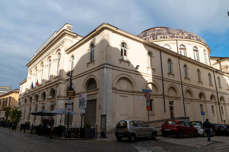 rieti, italy october 02 2020: court of the city of rieti outside the historic centerのeditorial素材