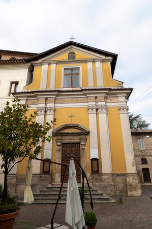 rieti, italy october 02 2020: court of the city of rieti outside the historic centerのeditorial素材