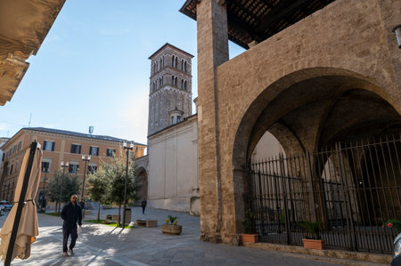 rieti, italy october 02 2020: court of the city of rieti outside the historic centerのeditorial素材
