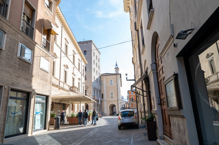 rieti, italy october 02 2020: court of the city of rieti outside the historic centerのeditorial素材