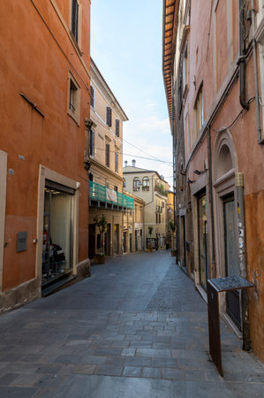 rieti, italy october 02 2020: court of the city of rieti outside the historic centerのeditorial素材