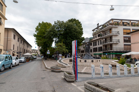 rieti, italy october 02 2020: church of san rufo in the center of the city of rietiのeditorial素材