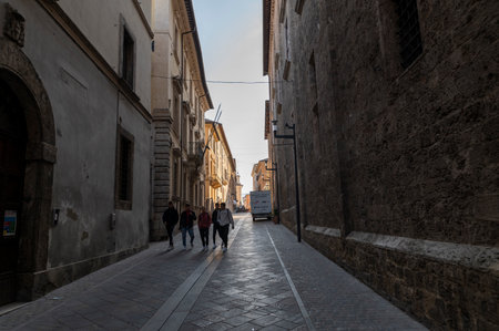 rieti, italy october 02 2020: church of san rufo in the center of the city of rietiのeditorial素材