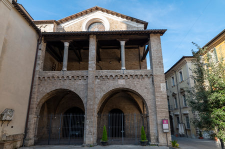 rieti, italy october 02 2020: church of san rufo in the center of the city of rietiのeditorial素材
