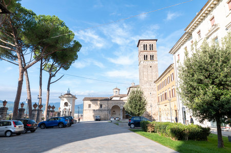rieti, italy october 02 2020: monument in the center of italy in the city of rietiのeditorial素材