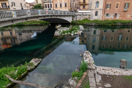 rieti, italy october 02 2020: monument in the center of italy in the city of rietiのeditorial素材