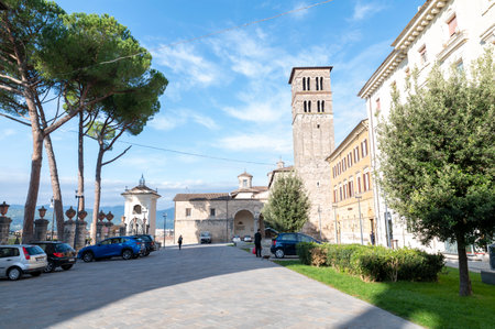 rieti, italy october 02 2020: monument in the center of italy in the city of rietiのeditorial素材
