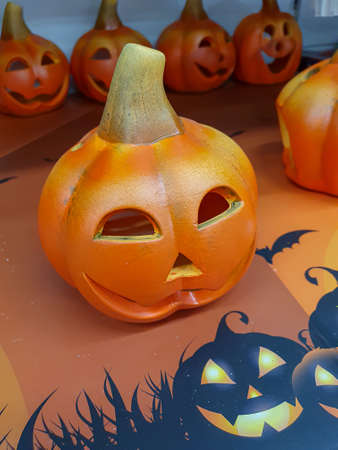 typical object of the halloween party a worked pumpkinの写真素材
