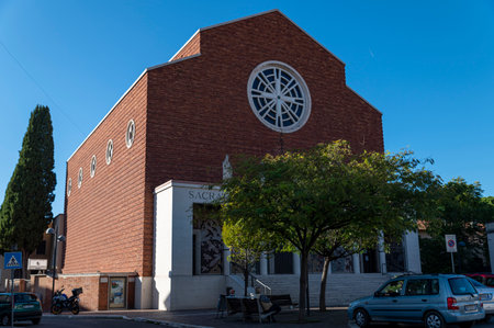 terni, italy october 08 2020: church of the sacred heart in street of Piave in the center of terniのeditorial素材