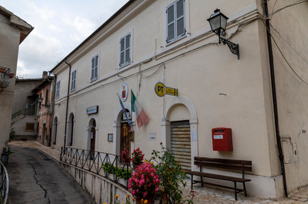 terni, italy october 16 2020: square of Emiliano Jacobelli where there is the municipality in Papignoのeditorial素材