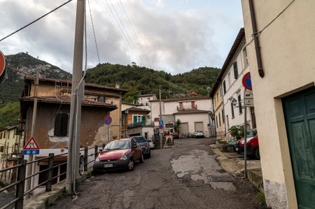 terni, italy october 16 2020: architecture of glimpses of the narrow streets of the town of Papignoのeditorial素材