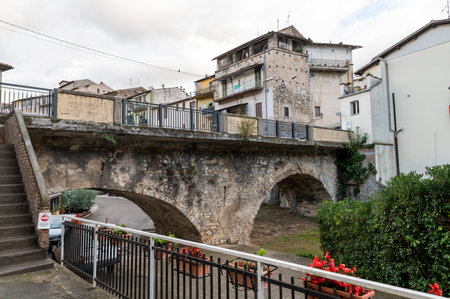 terni, italy october 16 2020: architecture of glimpses of the narrow streets of the town of Papignoのeditorial素材