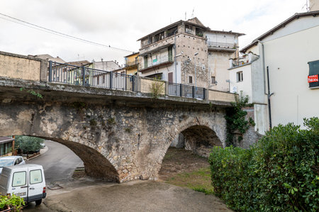 terni, italy october 16 2020: architecture of glimpses of the narrow streets of the town of Papignoのeditorial素材
