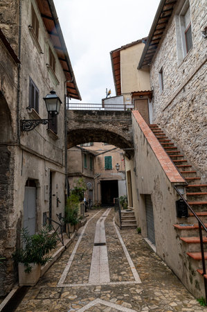 terni, italy october 16 2020: architecture of glimpses of the narrow streets of the town of Papignoのeditorial素材