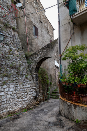 terni, italy october 16 2020: vintage padlock on an ancient door of a countryのeditorial素材